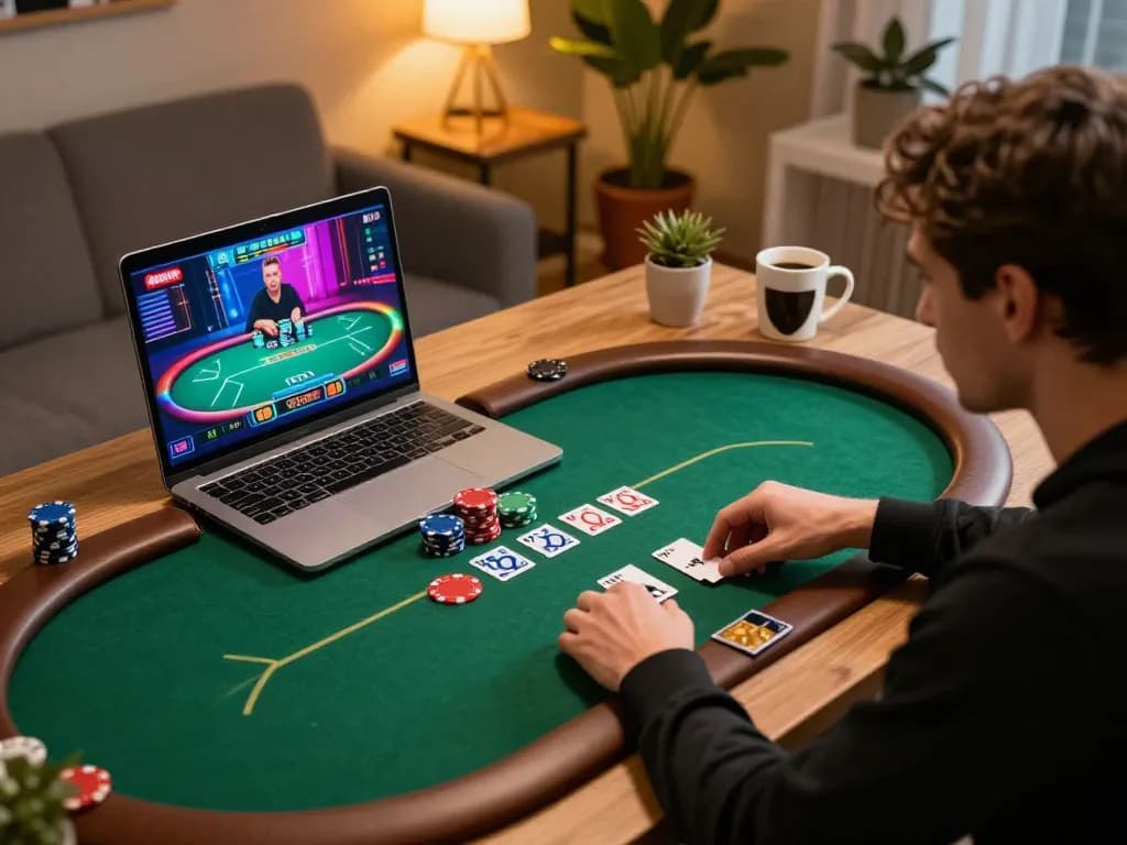 Player enjoying tg88 online poker game, focused on betting strategy and engaging experience.