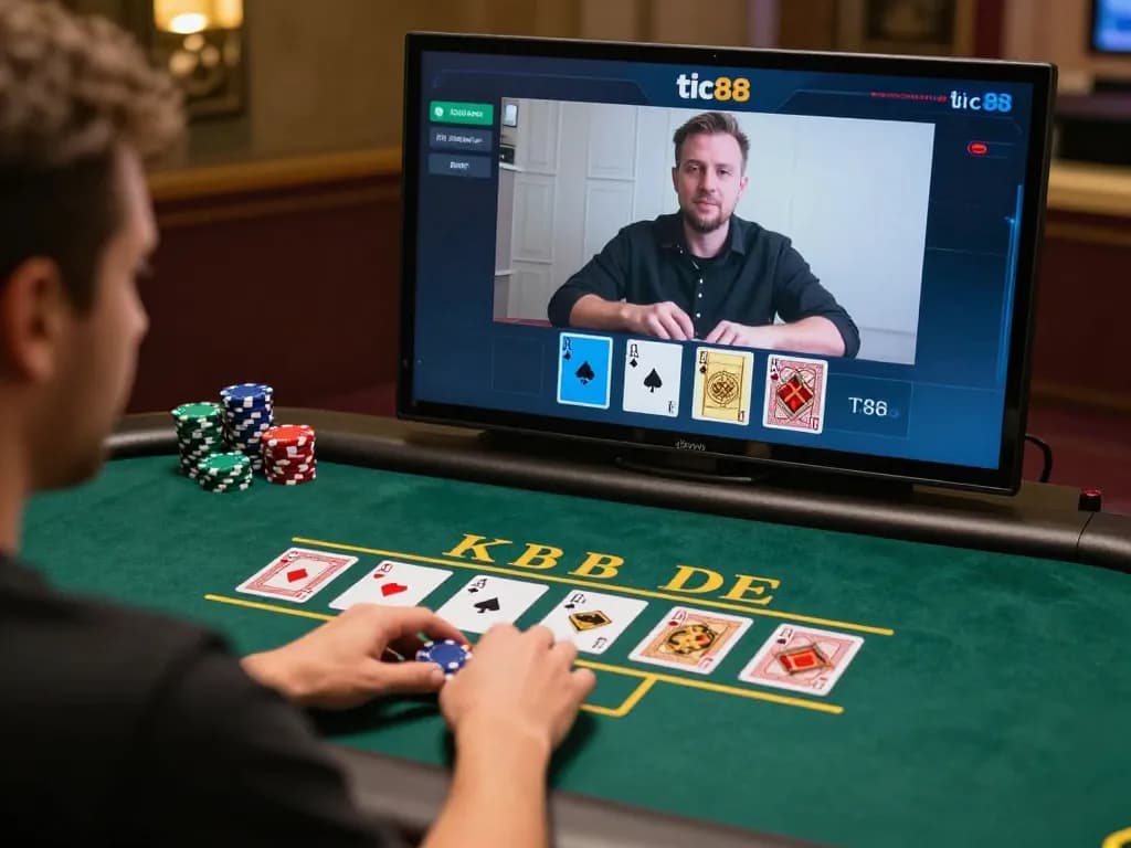 Players engaging in a live dealer game on tic88's online platform with vibrant shown actions.
