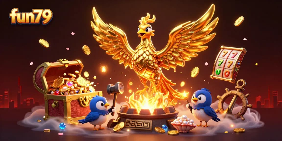 Experience thrilling wins with fun79's dynamic casino adventure featuring golden phoenix and treasures.