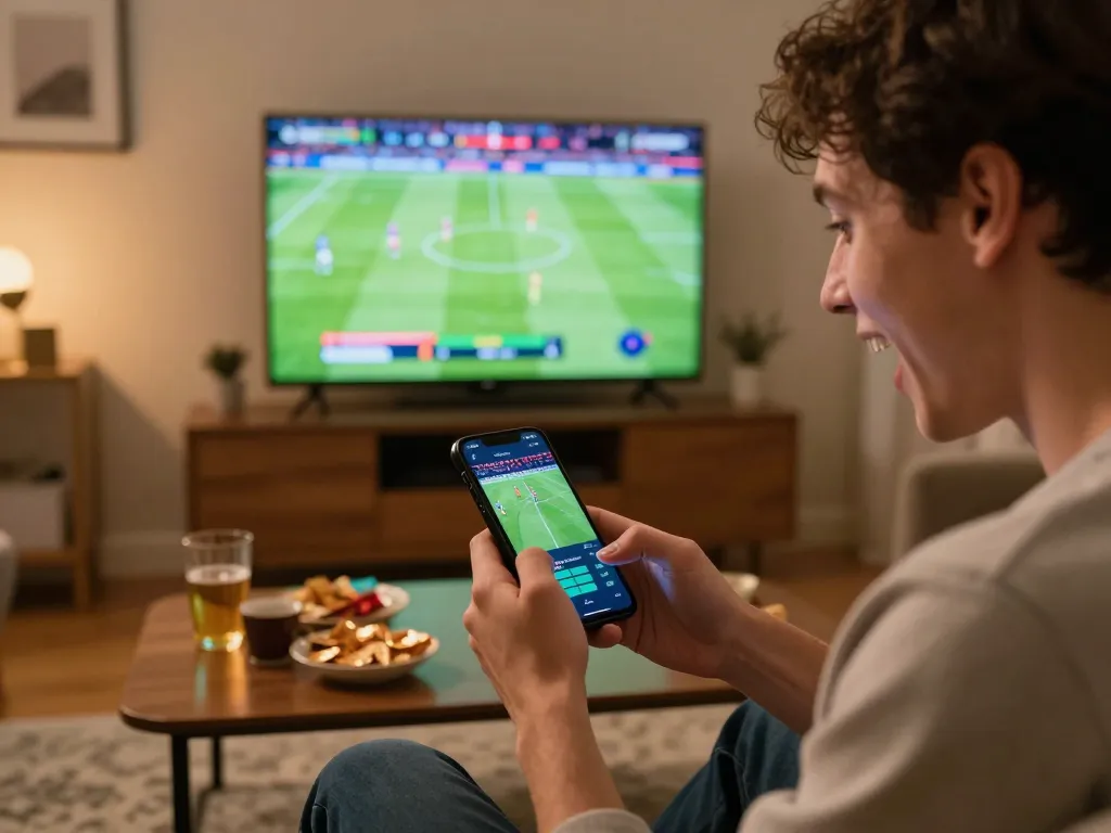 Engaging in sports betting through mobile apps for soi kèo nhà cái while watching live games.