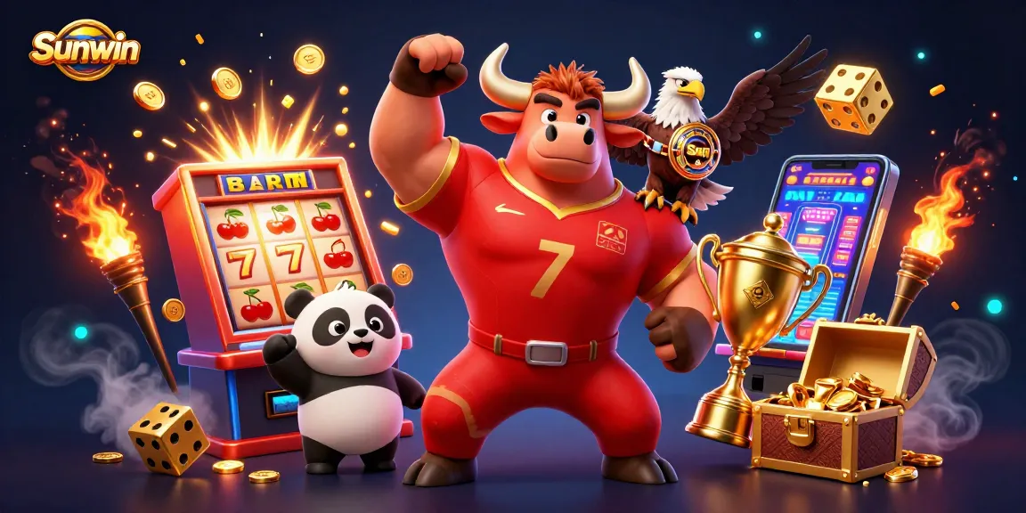 Sunwin players cashing in jackpot excitement with vibrant 3D casino characters and dynamic elements.