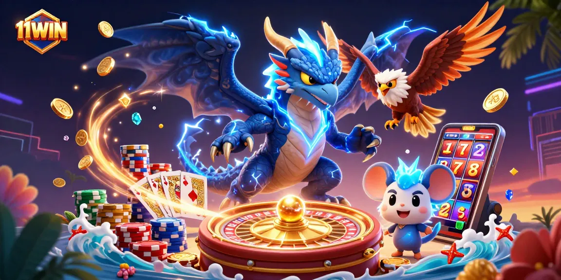 Hit the jackpot with 11WIN's thrilling casino experience featuring electric characters and dynamic game elements.