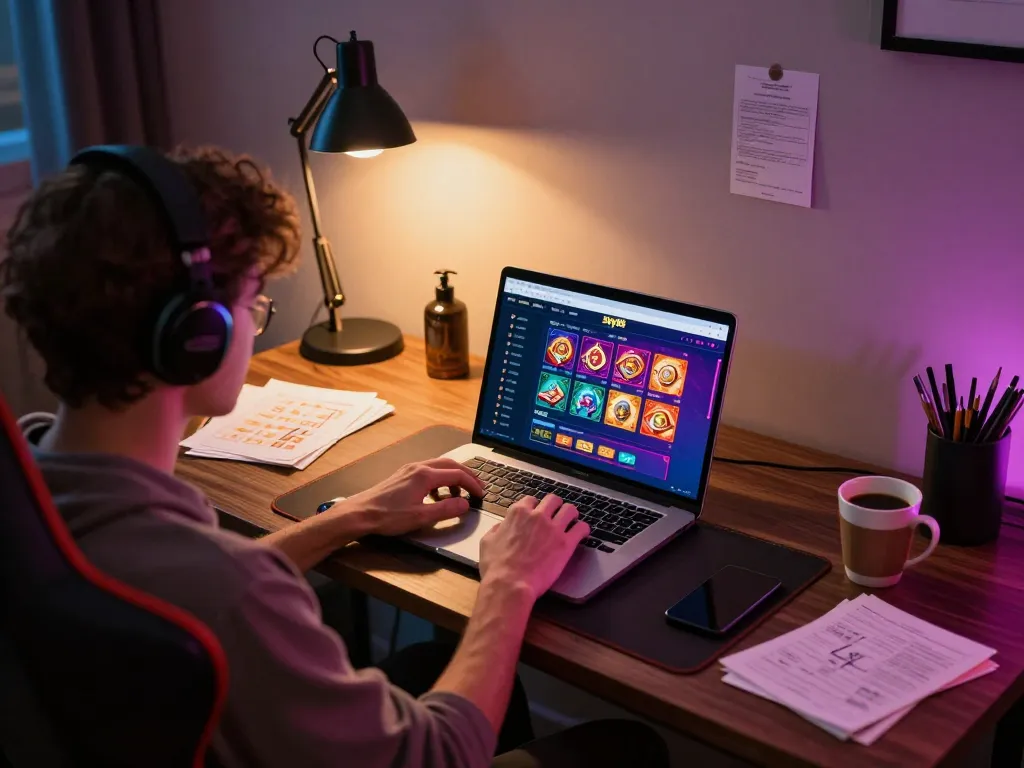 Engaging in Sky88 đăng nhập for online gaming with vibrant interface, creating a cozy atmosphere