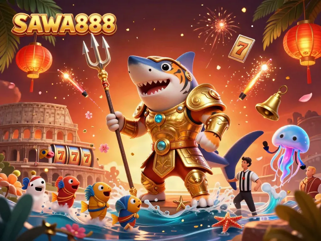Engage with SAWA888's thrilling underwater casino adventure featuring dynamic slot elements and a vibrant atmosphere.