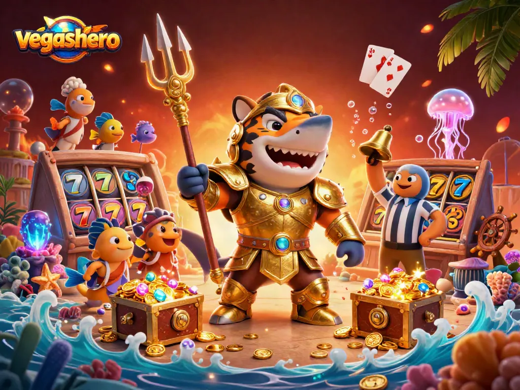 Experience exhilarating action at VegasHero Casino with a vibrant underwater themed gaming scene.