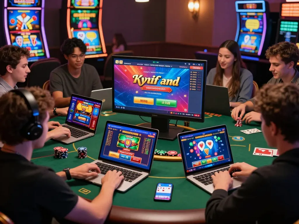 Exciting gaming experience with MM88 COM platform on multiple devices, showcasing players engaged in diverse online casino games.
