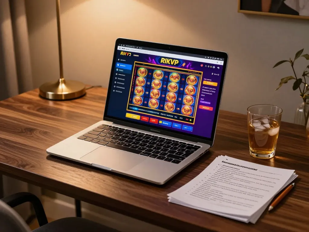Engaged player enjoying an exciting RIKVIP online casino session at a stylish home setup.