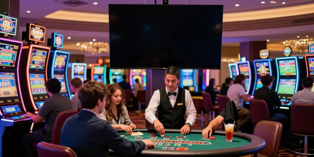 Spelers genieten van het energieke GTSpins casino met kleurrijke lichten en live spelervaringen.