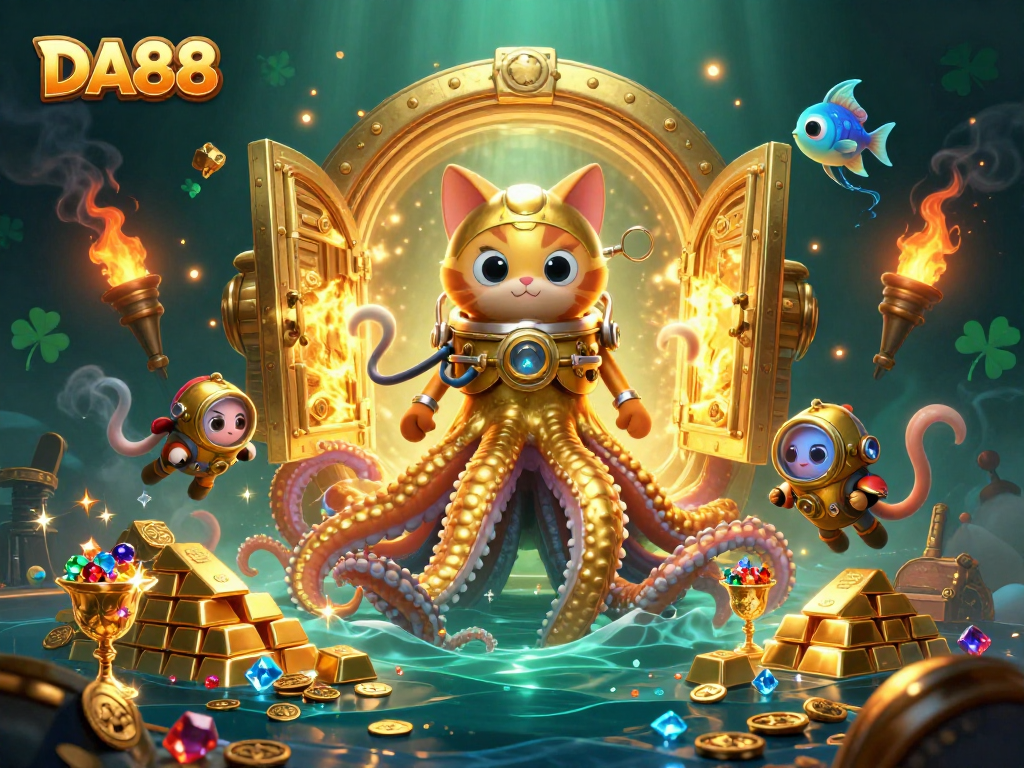 Experience thrilling gameplay at DA88 surrounded by treasures and adventure in a vibrant casino setting.