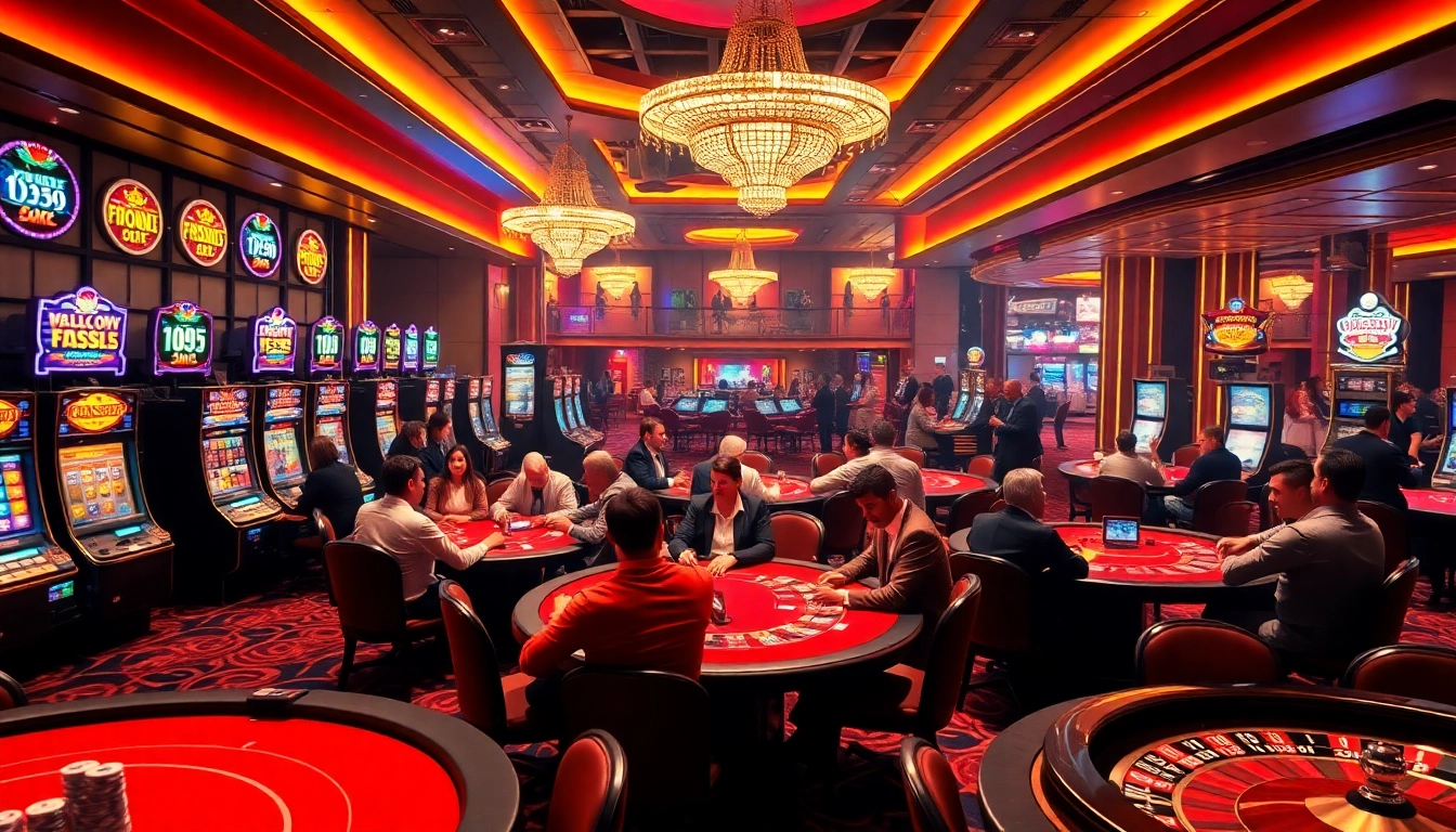NoHu themed casino scene highlighting poker tables, vibrant slot machines, and players feeling the excitement of the game.