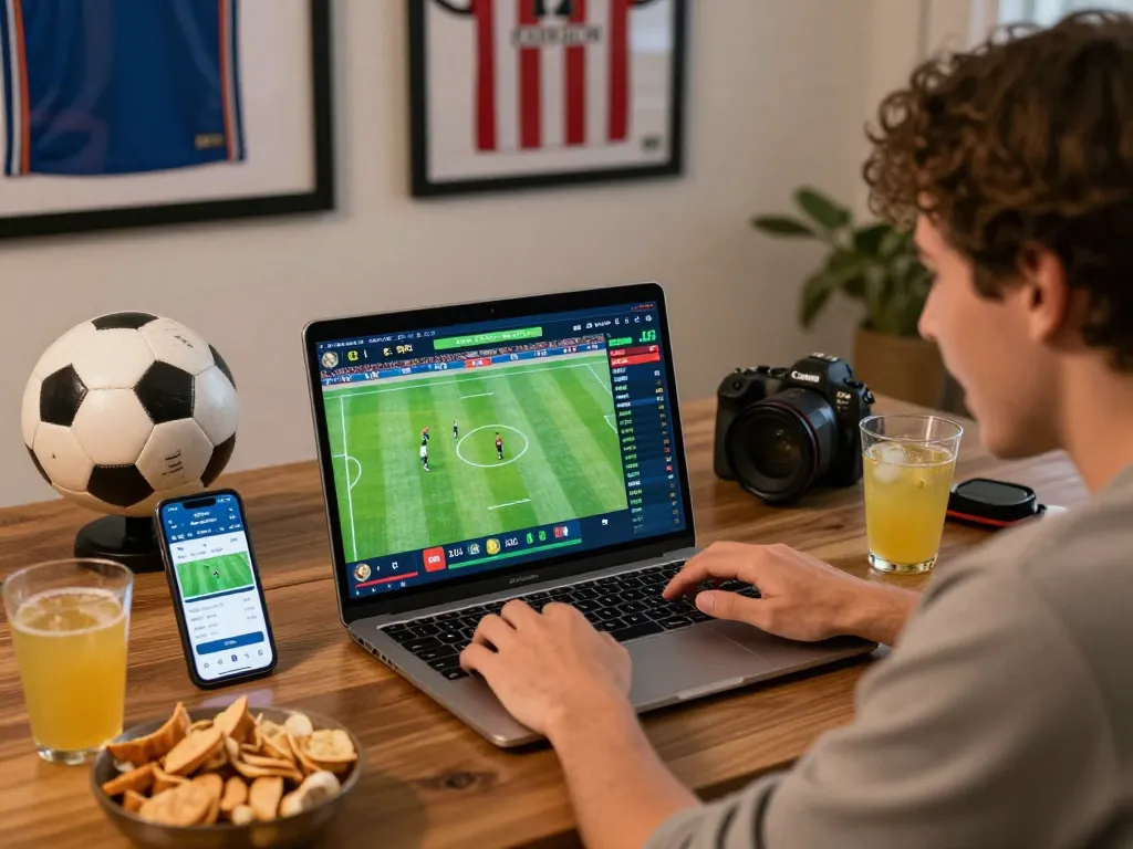 Kết quả bóng đá displayed on a laptop screen while betting on football matches.