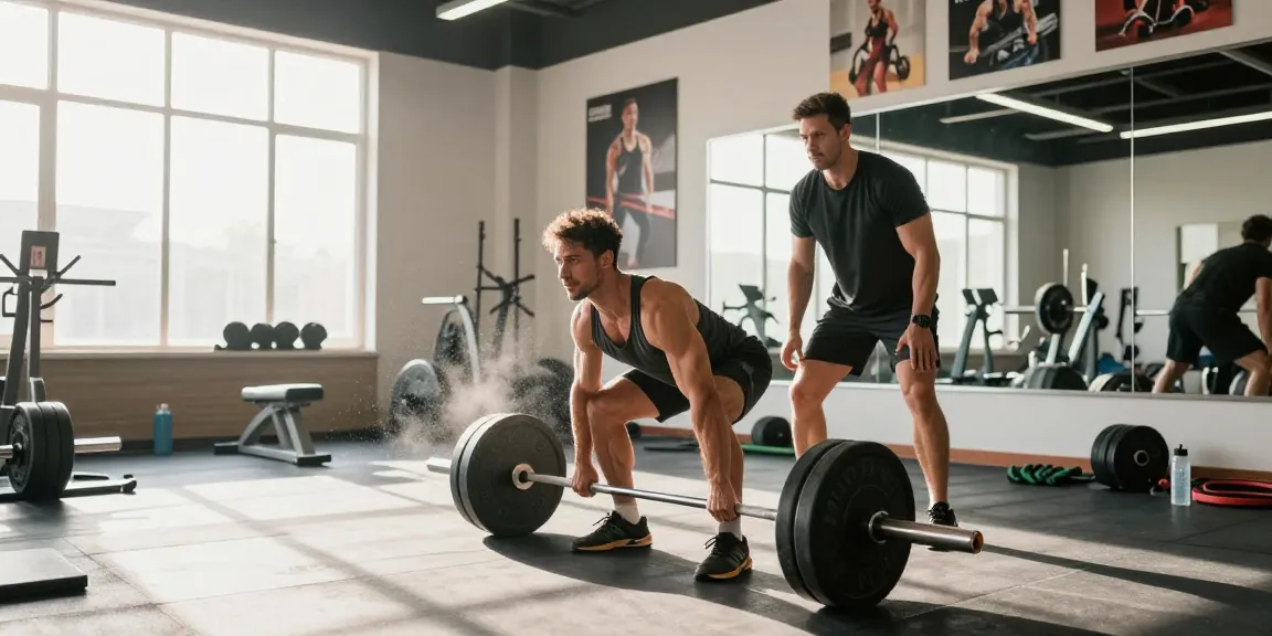 Prime Pharma Steroiden showcased in a vibrant gym scene with a bodybuilder performing a deadlift.