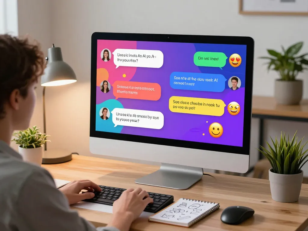 Engaging with spicy chat AI on a modern desktop setup, showcasing vibrant chat interface and user creativity.