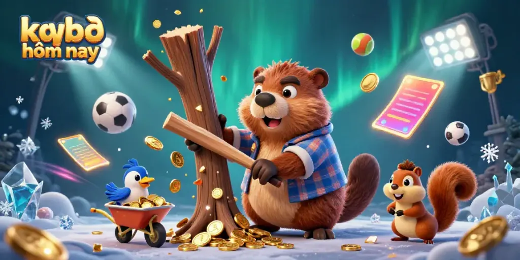 Experience kqbđ hôm nay with dynamic sports elements and animated characters in a vibrant 3D space