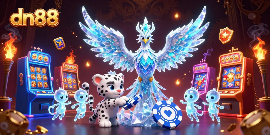 Experience thrilling gameplay at dn88 with a dazzling phoenix, showcasing vibrant slots and fun casino elements.
