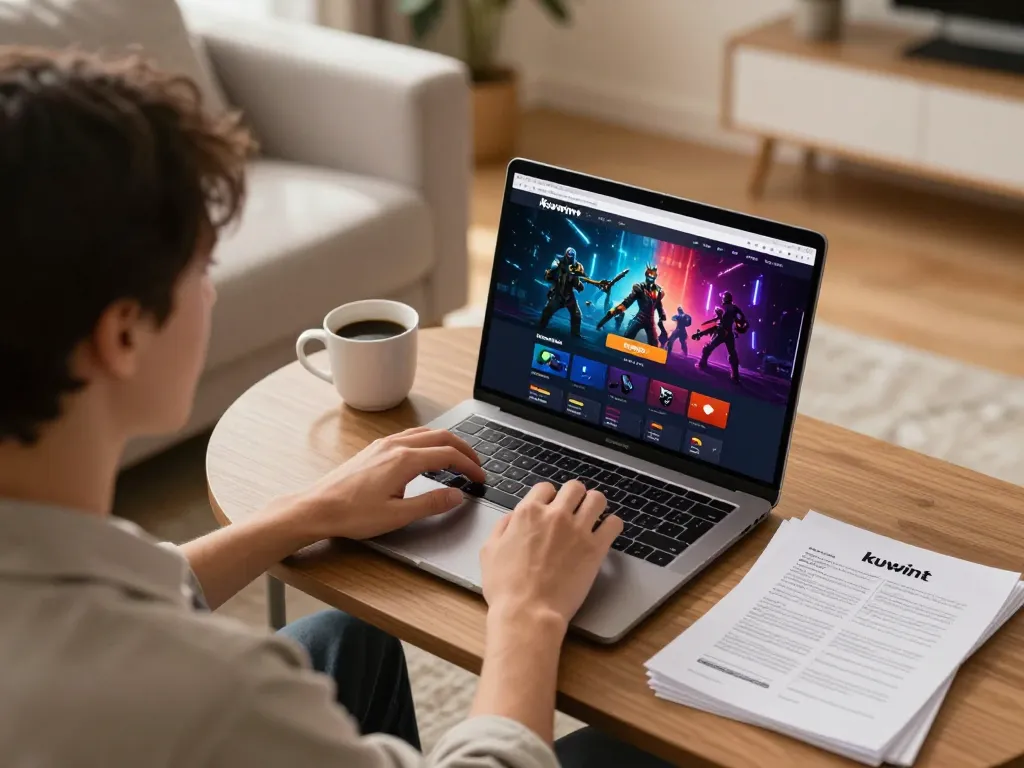 Engaging gameplay on the kuwin1 platform during a cozy home gaming session.