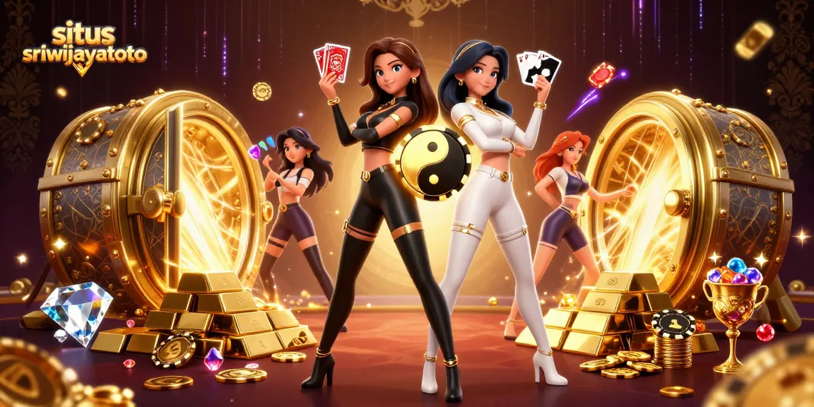 Engage with situs sriwijayatoto's vibrant casino scene featuring Asian women, cards, and gold treasures.