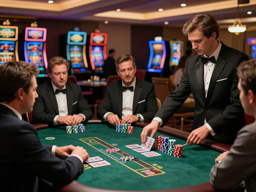 Engaging blackjack game in a lively casino showcasing TX88 strategies and player excitement.