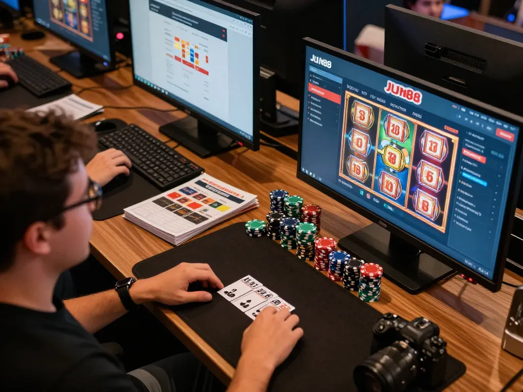 Engaging online gameplay scene with Jun88 Official app, showcasing strategic poker betting.