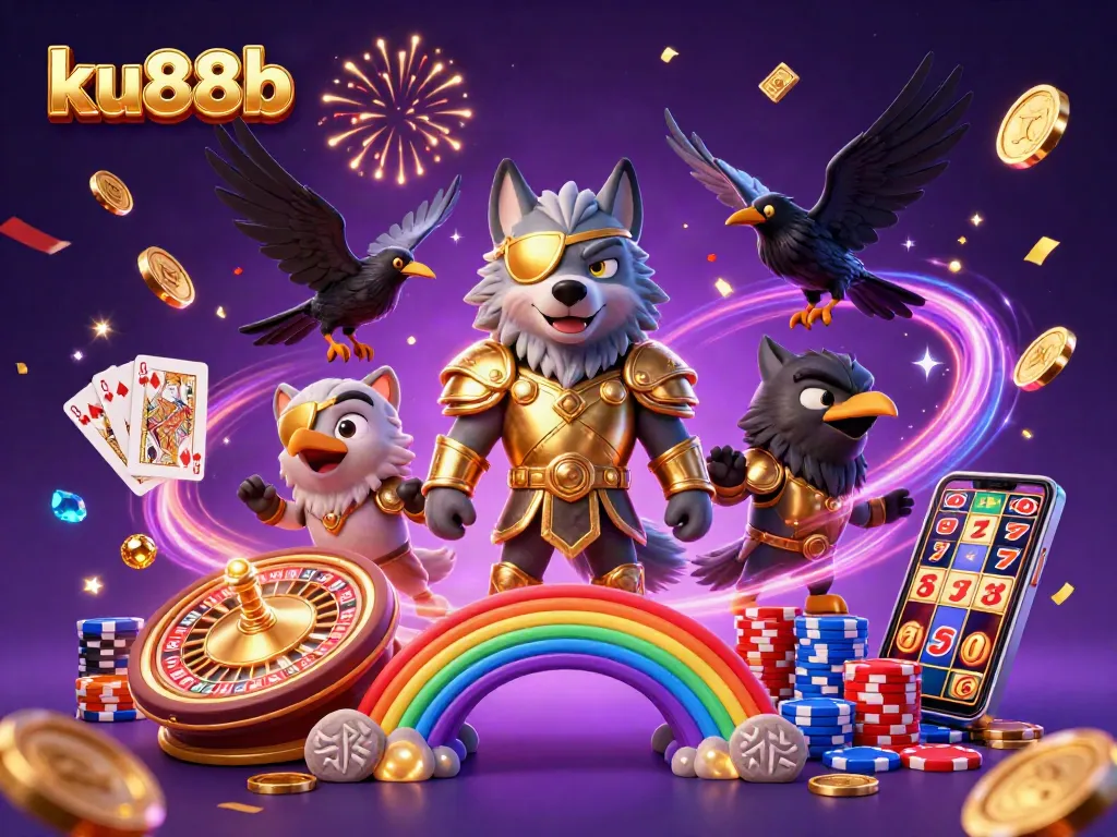 Experience thrilling gameplay with ku88b, featuring vibrant 3D characters surrounded by casino elements.