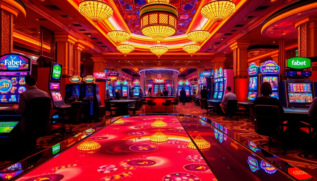 Gamblers enjoying their experience with code fabet promotions at a vibrant online casino.