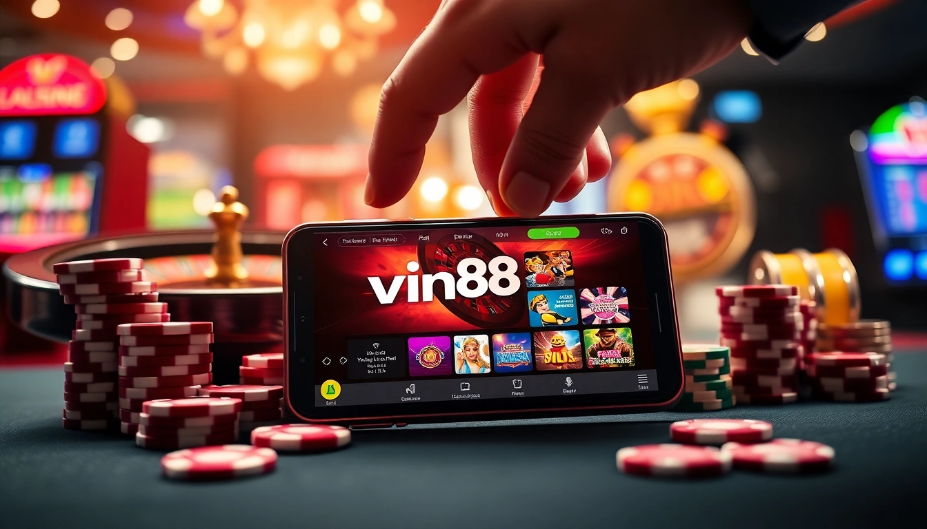 Experience exciting gameplay with vin88 mobile while interacting with dynamic casino elements.