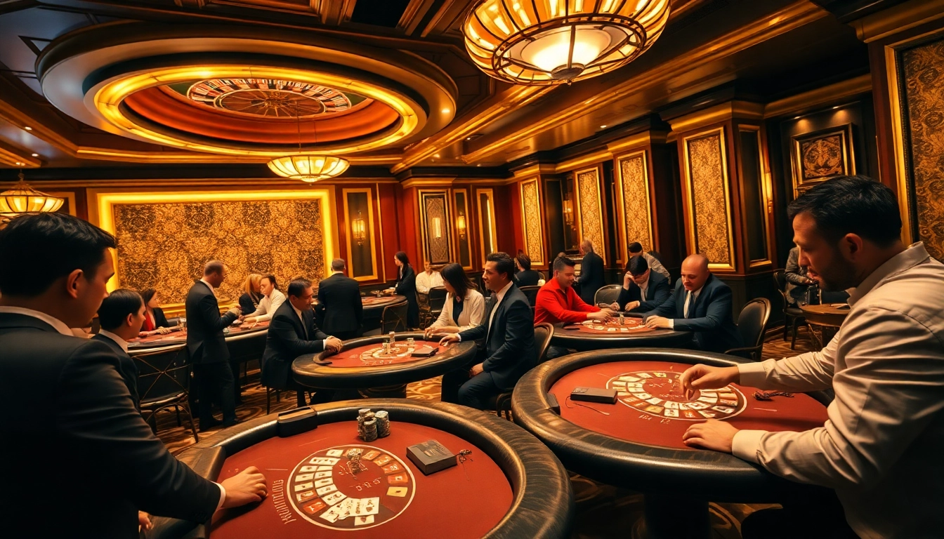 Man club poker players engage in high-stakes strategy with casino chips and roulette wheels.