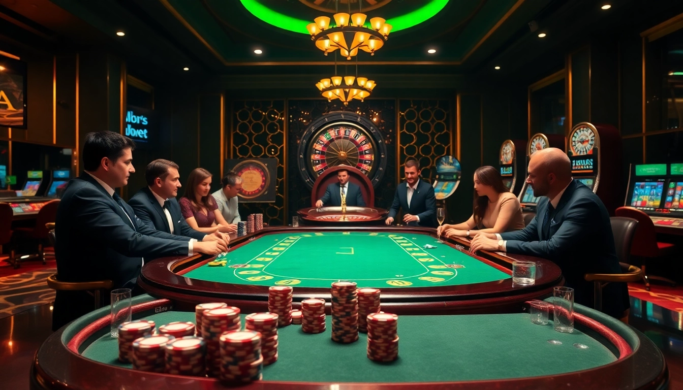 Play poker in style at Thabet's luxurious table, surrounded by vibrant chips and roulette excitement.