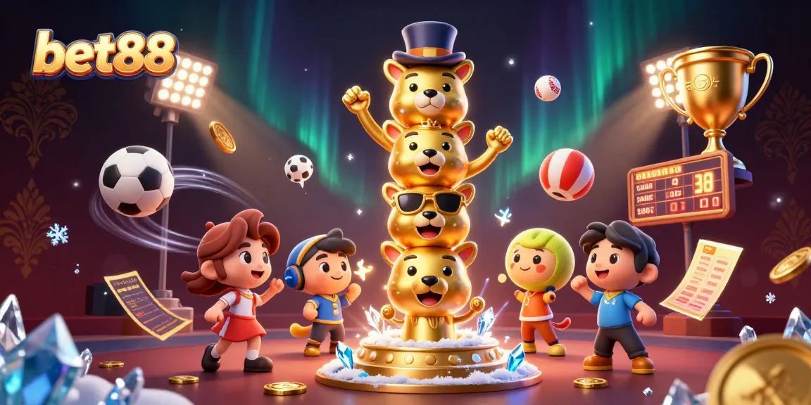Engage with bet88's thrilling sports betting scene featuring animated characters and dynamic game elements.